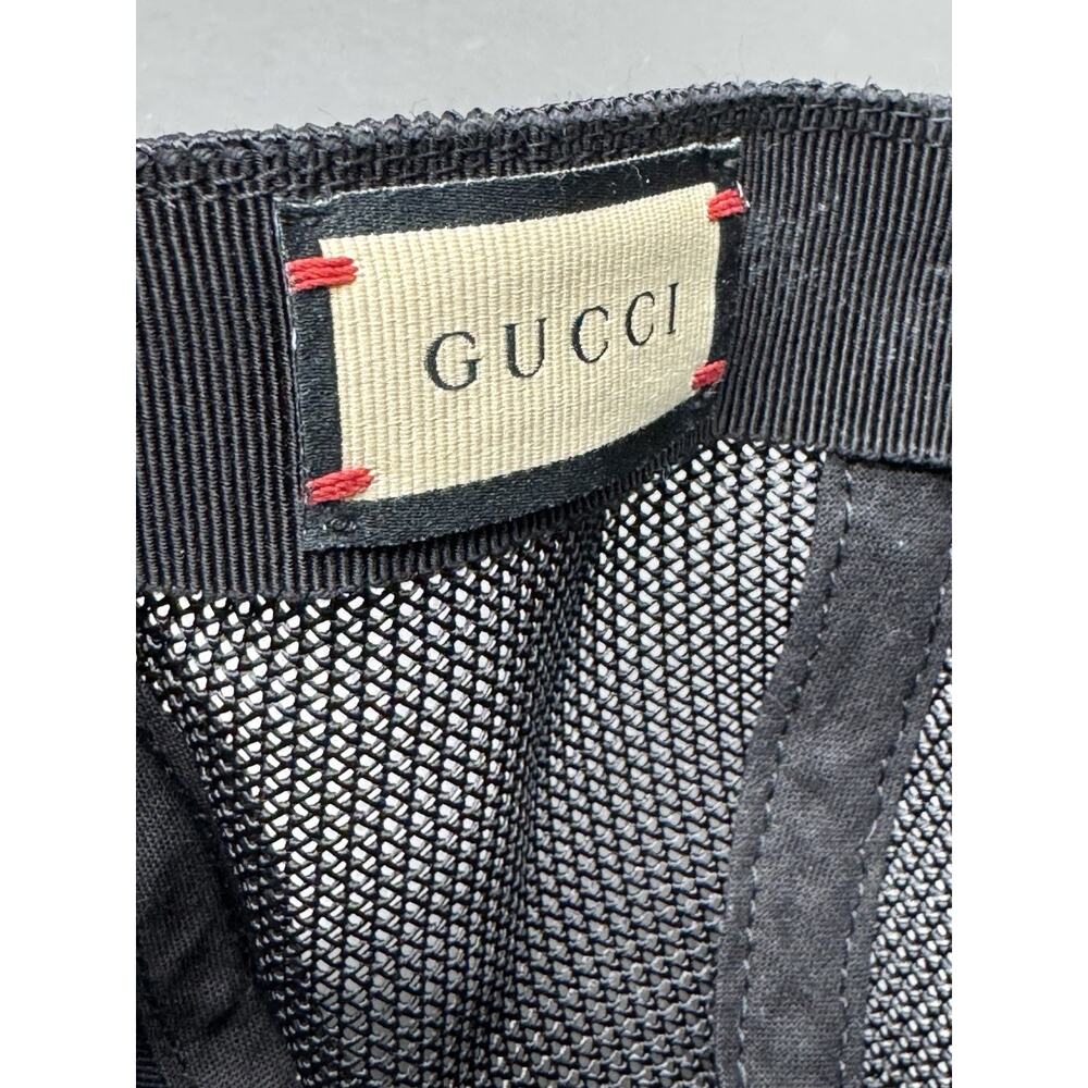 GUCCI Black Red Embroidered Logo Adjustable Leather Strap Trucker Cap - Picture 8 of 10